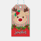Cute Christmas Reindeer Custom Paper Cadeaulabel (Voorkant)