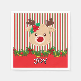 Cute Christmas Reindeer Custom Paper Servet