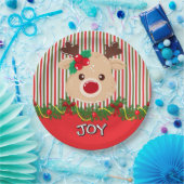 Cute Christmas Reindeer Custom Papieren Bordje (Feest)