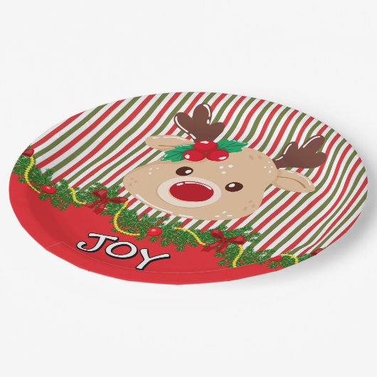 Cute Christmas Reindeer Custom Papieren Bordje (Gekanteld)