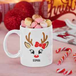 Cute Christmas reindeer face for her Koffiemok