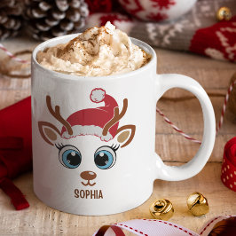 Cute Christmas reindeer face for her Koffiemok