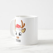 Cute Christmas reindeer face  Koffiemok (Voorkant links)