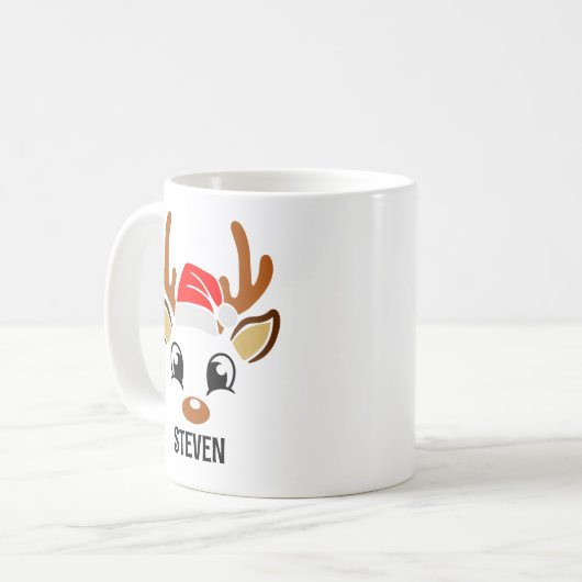 Cute Christmas reindeer face  Koffiemok (Voorkant links)