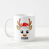 Cute Christmas reindeer face  Koffiemok (Links)