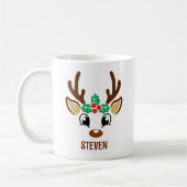 Cute Christmas reindeer face Koffiemok (Links)