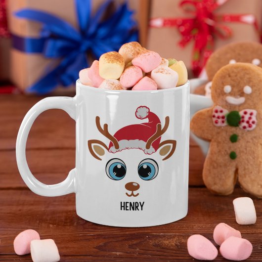 Cute Christmas reindeer face  Koffiemok