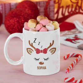 Cute Christmas reindeer face Koffiemok