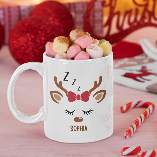 Cute Christmas reindeer face Koffiemok