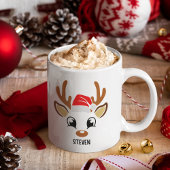 Cute Christmas reindeer face  Koffiemok
