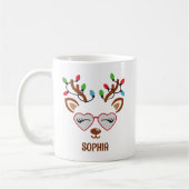 Cute Christmas reindeer face With Ligths Koffiemok (Links)