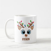 Cute Christmas reindeer face With Ligths Koffiemok (Links)