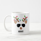 Cute Christmas reindeer face With Ligths Koffiemok (Links)