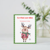 Cute christmas reindeer funny wish retro Postcard Feestdagenkaart (Staand voorkant)