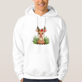 Cute Christmas Reindeer Hoodie, Reindeer Holiday  Hoodie