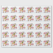 Cute Christmas Reindeer, Jingle Bells Snowflakes Cadeaupapier (Vlak)