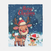 Cute Christmas Reindeer Kids Blanket Fleece Deken (Voorkant)