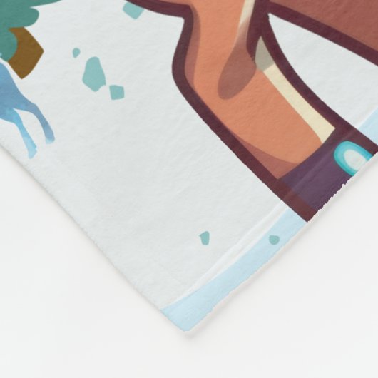 Cute Christmas Reindeer Kids Blanket Fleece Deken (Hoek)