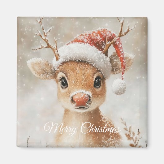 Cute Christmas Reindeer Magnet (Voorkant)