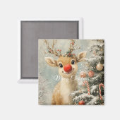 Cute Christmas Reindeer Magnet (Voorkant / Achterkant)