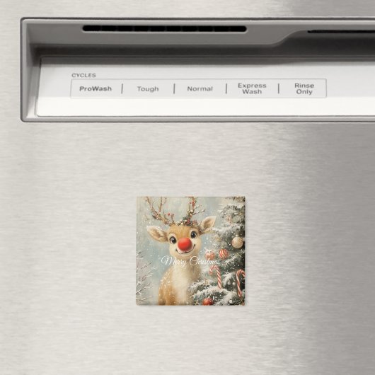 Cute Christmas Reindeer Magnet (Insitu (Vaatwasser))