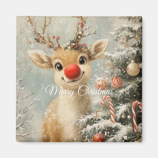 Cute Christmas Reindeer Magnet (Voorkant)