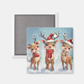 Cute Christmas Reindeer Magnet (Voorkant / Achterkant)