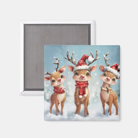 Cute Christmas Reindeer Magnet (Voorkant / Achterkant)