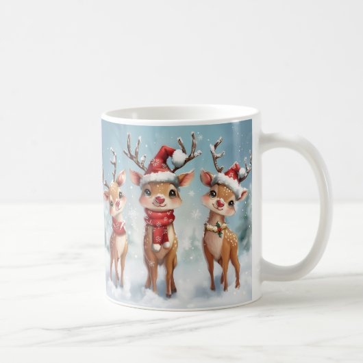 Cute Christmas Reindeer Mug – Cozy Holiday Mug  Koffiemok (Rechts)