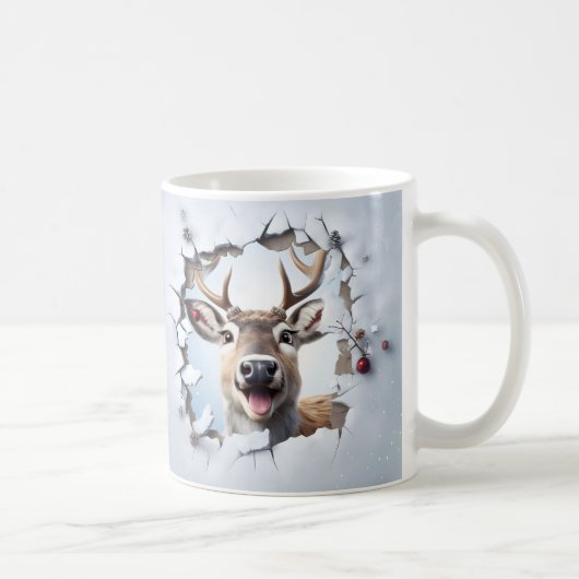 Cute Christmas Reindeer Mug | Cozy Winter Mug  Koffiemok (Rechts)