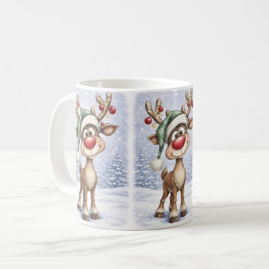 Cute Christmas Reindeer Mug Koffiemok (Voorkant links)