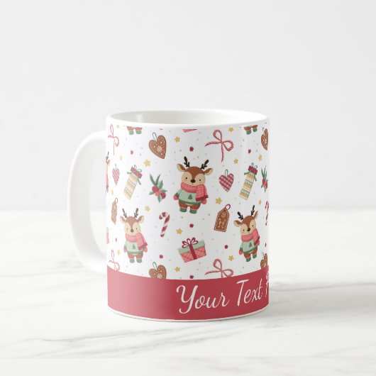 Cute Christmas Reindeer Personalized Mug Koffiemok (Voorkant links)