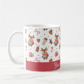 Cute Christmas Reindeer Personalized Mug Koffiemok (Links)