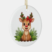 Cute Christmas Reindeer, Reindeer Holiday Keramisch Ornament (Rechts)