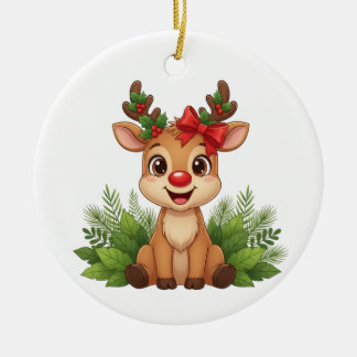 Cute Christmas Reindeer, Reindeer Holiday  Keramisch Ornament