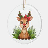 Cute Christmas Reindeer, Reindeer Holiday Keramisch Ornament (Links)