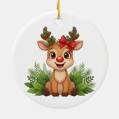 Cute Christmas Reindeer, Reindeer Holiday Keramisch Ornament (Achterkant)
