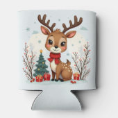 Cute Christmas Reindeer Scene Snowy Forest Blikjeskoeler (Achterkant)