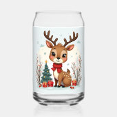 Cute Christmas Reindeer Scene Snowy Forest Blikvorm Glas (Achterkant)