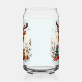 Cute Christmas Reindeer Scene Snowy Forest Blikvorm Glas (Links)