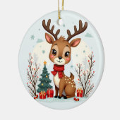 Cute Christmas Reindeer Scene Snowy Forest Keramisch Ornament (Links)