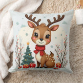 Cute Christmas Reindeer Scene Snowy Forest Kussen (Deken)