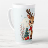Cute Christmas Reindeer Scene Snowy Forest Latte Mok (Linkerhoek)