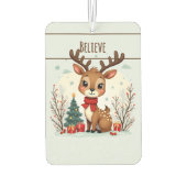 Cute Christmas Reindeer Scene Snowy Forest Luchtverfrisser (Achterkant)