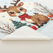 Cute Christmas Reindeer Scene Snowy Forest Sherpa Deken (3/4)