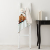 Cute Christmas Reindeer Scene Snowy Forest Sherpa Deken (In situ)