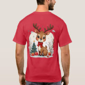 Cute Christmas Reindeer Scene Snowy Forest T-shirt (Achterkant)