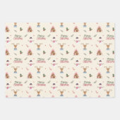 Cute Christmas Reindeer Snowman Pattern Whimsical Inpakpapier Vel (Voorkant 3)