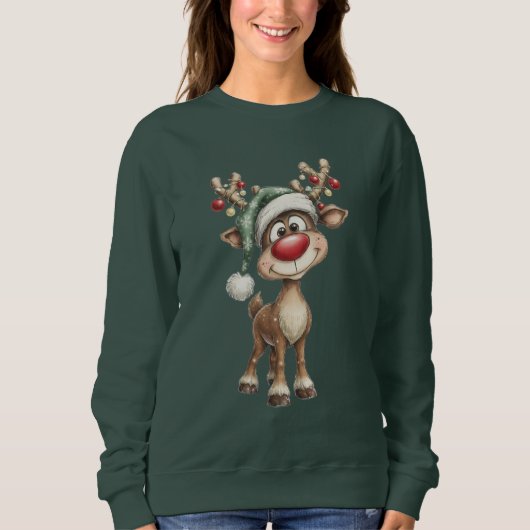 Cute Christmas Reindeer Sweatshirt (Voorkant)