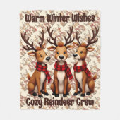 Cute Christmas Reindeer Trio with Plaid Scarves Fleece Deken (Voorkant)